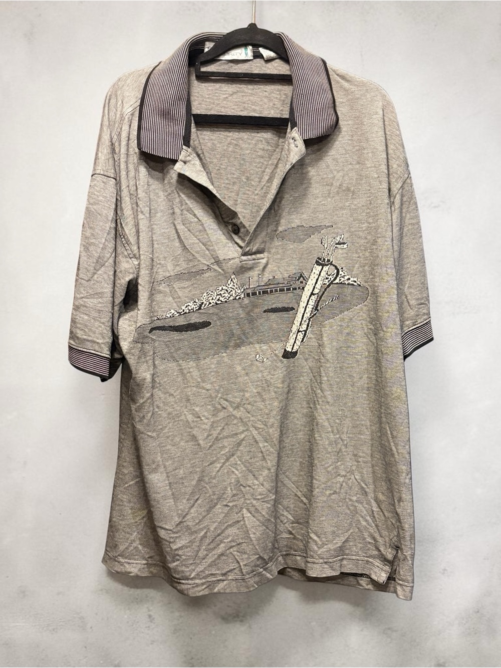 Vintage 90s Classic Gray Graphic Golf Polo Shirt